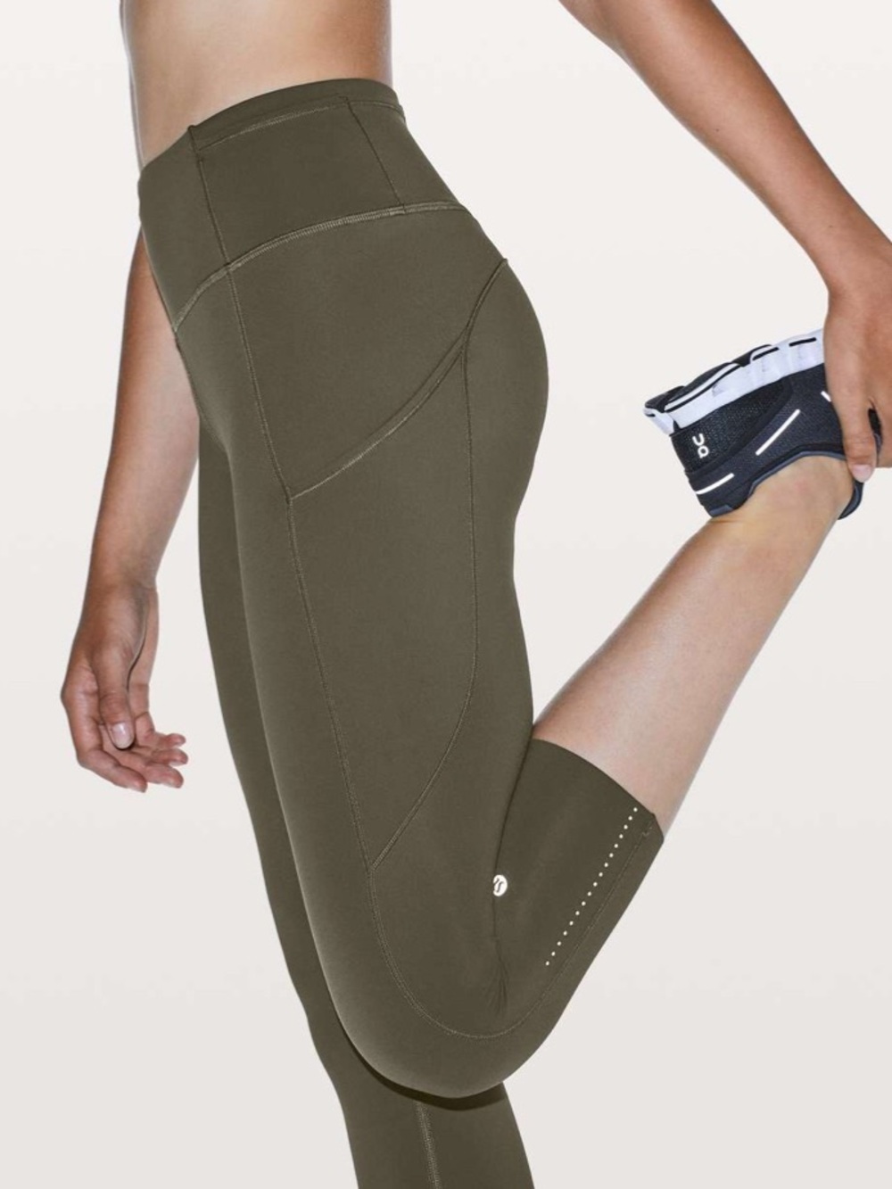 Lululemon Fast & Free Crop II Nulux 19" Dark Olive Green Leggings Size 6